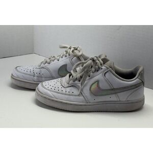 Nike Women's Size 6 Court Vision Low‎ White/Iridescent sneakers - CW5596-100